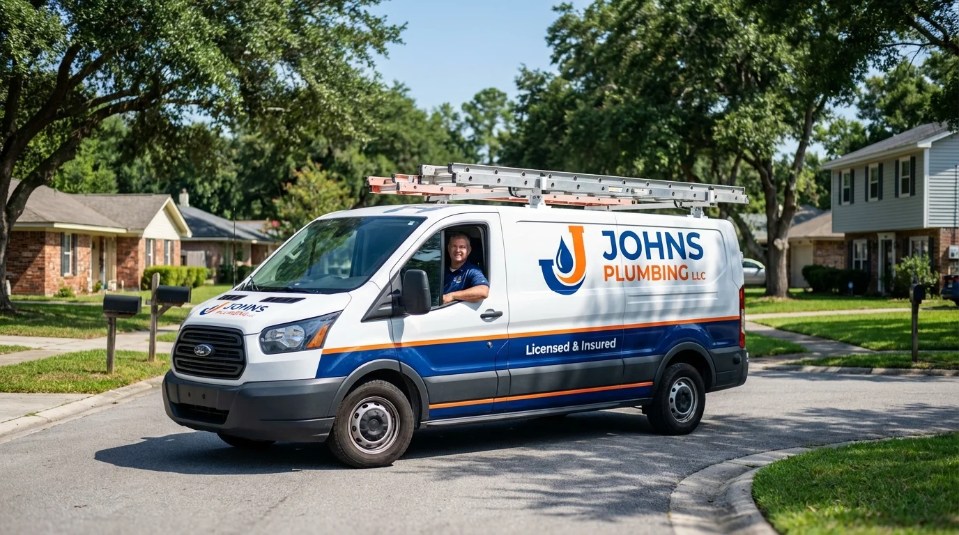 Johns Plumbing LLC service van in Norwich, NY