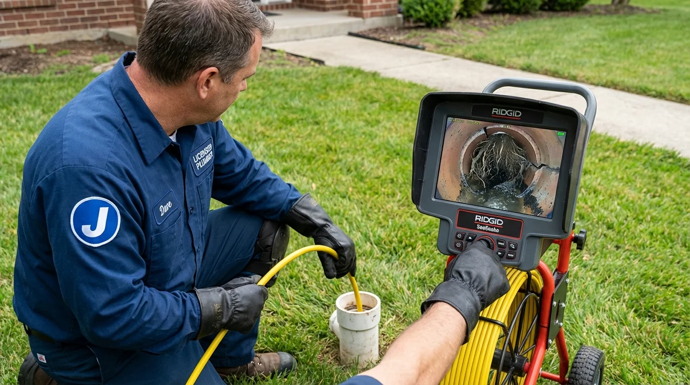 Sewer camera inspection being performed by Johns Plumbing LLC in Norwich